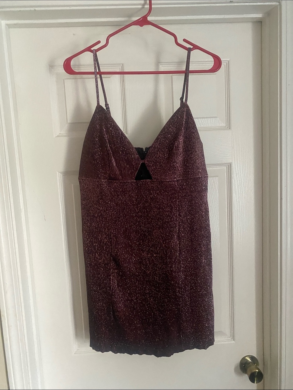 H&M Shimmery Wine Spaghetti Strap Mini Dress